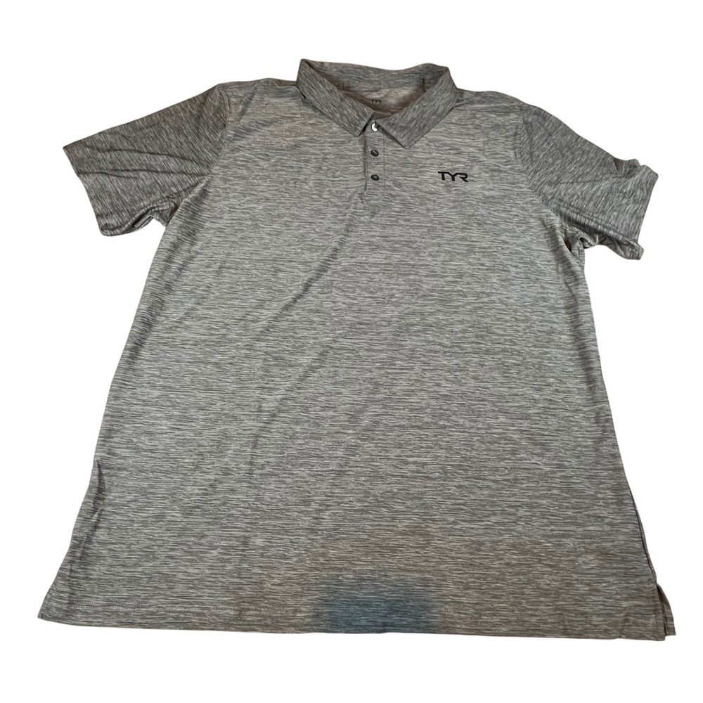 TYR Mens Climadry Short Sleeve Polo Shirt Grey Heather T28005 Size 2XL NWT